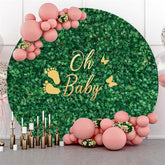 Oh Baby Grün Gras Runden Babydusche Hintergrund Für Party
